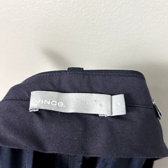 Vince Cuffed Coin Pocket Trousers Navy Blue Wool Straight Leg Work Pants size 4 - Picture 7 of 8